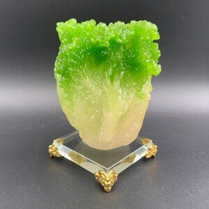 Vintage Chinese Cabbage Resin Footed Figurine 6" Tall